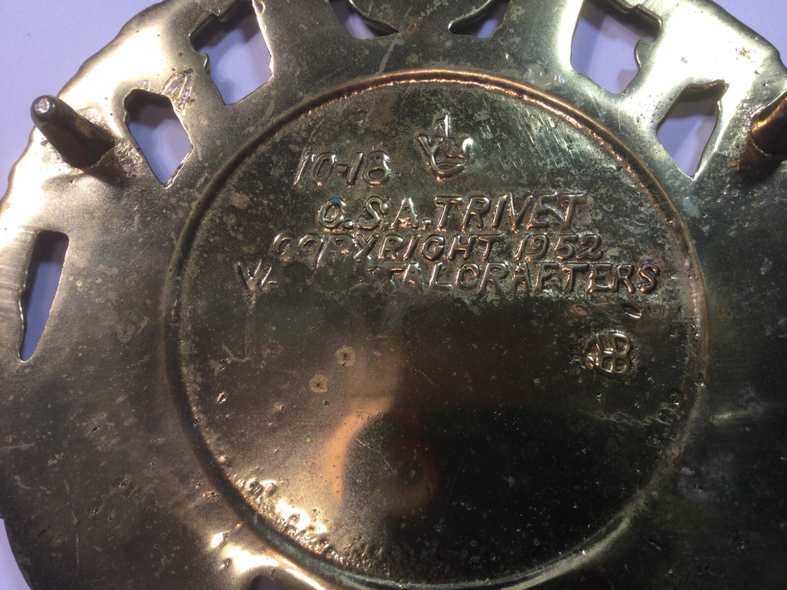 Vintage Confederate States Of America CSA Brass Trivet VA Metalcrafters