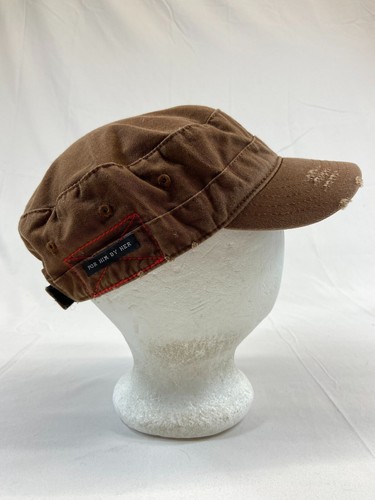 Womens Cadet Hat Strapback Cap Brown Distressed Blue Green Flower Adjustable - Picture 5 of 10