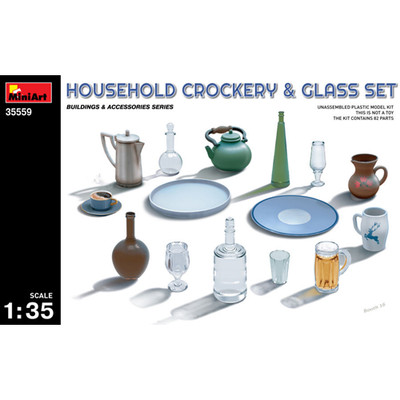 HOUSEHOLD CROCKERY & GLASS SET KIT 1:35 Miniart Kit Diorami Modellino