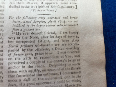 SLOOP HMS SCORPION Dutch ship capture account 1804 ABSTRACT EINZELSEITE