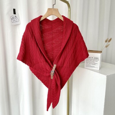 lässiger gestrickter Dreieckstuch mit Lederschnalle, Weste Thermoschal