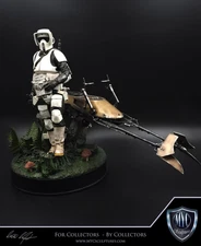 MYC SCULPTURES STAR WARS SCOUT TROOPER & SPEEDER BIKE 1/4 Scale TWO STATUES!
