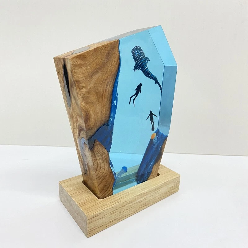 Персонализированная эпоксидная деревянная лампа | Дизайн для бесплатного дайвинга | Цветное освещение спальни | - Изображение 3 из 4