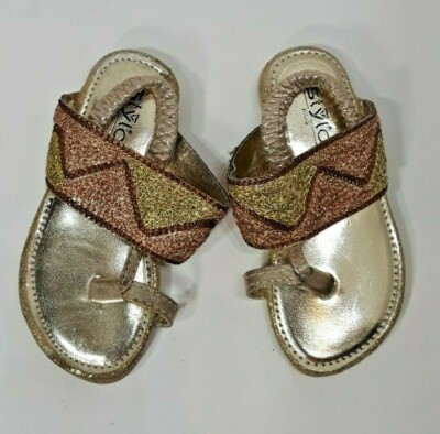 Stylo Kids flat gold summer sandals girls size 3 (20) 