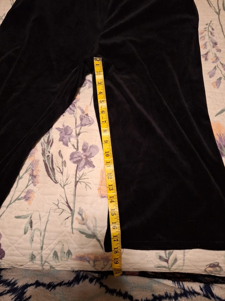 Pantalones para mujer Liz & Me 0XWp 16w pequeños negros informales sudaderas salón terciopelo Foto 4 de 4