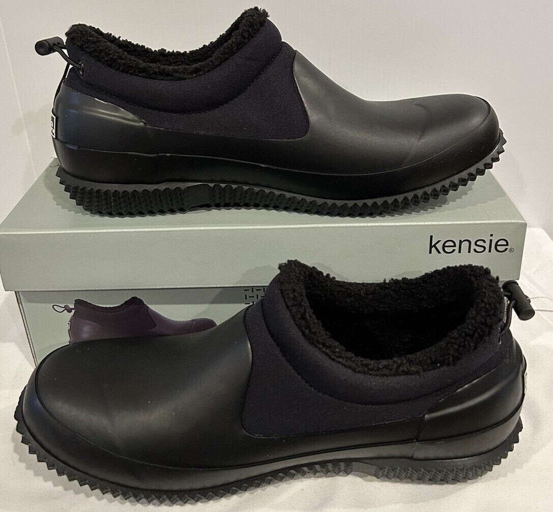 NEW Kensie Carmella Ladies' Fleece Lined Anti-Slip Rain Shoe Black