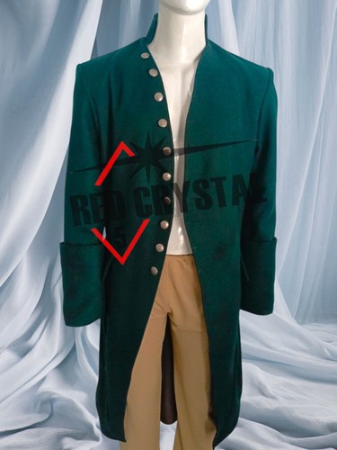 New Green Wool 18th Century Style Men's Frock Coat, Regency Period Costume - Picture 4 of 10