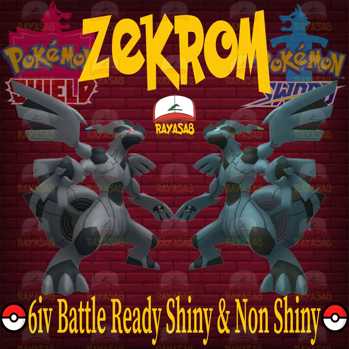 🌟Zekrom Shiny non shiny Best Stats Pokemon Sword and Shield Home🌟