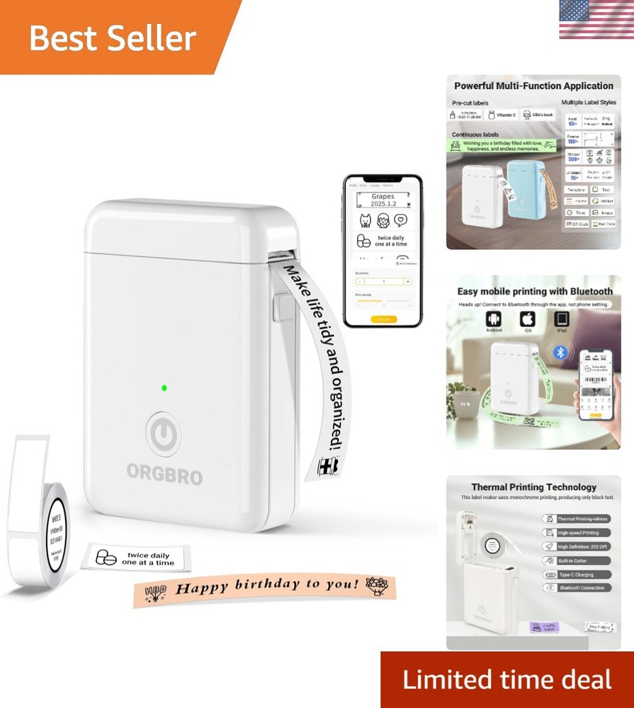 Portable Bluetooth Label Maker Machine with Tape, X1 Mini Label Printer for Home & Office Organization