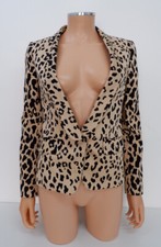 Tibi Womens Leapord Print Blazer Size 6-8 Brown Jacket Vgc