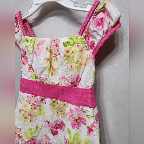 Rare Edition Dress Girl's Size 5 Sleeveless Pink White Flora Embroidered B485 - Picture 2 of 5