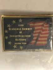 1990 Economic Summit Of Industrialized Nation Houston, Texas Lapel Pin Back Pin