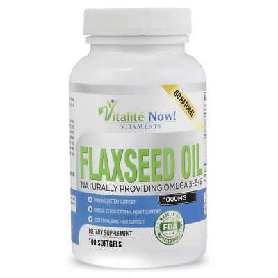 Organic Flaxseed Oil Softgels - 1000mg Premium, Virgin Cold Pressed from Flax...