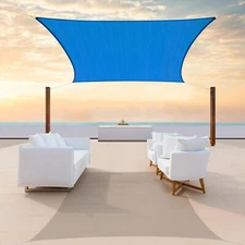 Colourtree Blue Custom Size Rectangle Sun Shade Sail Canopy Fabric Cover Patio