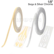 1/8" 3mm Beige & Silver Chrome Pinstriping Pin Stripe Vinyl Tape Decal Sticker