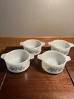 4-VTG Bowl Dynaware PYR-O-REY Blue Corn Flower Periwinkle-Milk Glass Dish 4-1/2”
