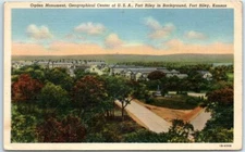 Postcard - Ogden Monument, Geographical Center of USA - Fort Riley, Kansas