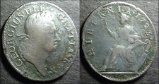 1723 Irish Farthing with a 25 degree CCW Rotation.