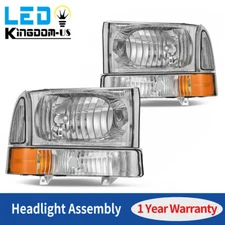 Chrome Headlights For 1999-2004 Ford F250 F350 F450 Super Duty 00-04 Excursion