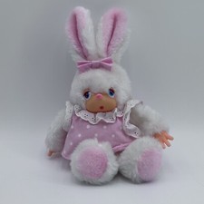 Betsy, 11  White Plush Bunny Thumb Sucker in Pink Polka Dot Dress  Bow Rare 