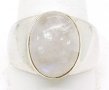 VNTG STERLING SILVER .925 BEAUTIFUL LARGE OVAL MOONSTONE NB CHINA SIZE 12 RING