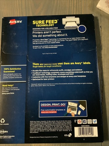 Avery WeatherProof Shipping Labels w/TrueBlock Laser White 3 1/3 x 4 300/Pack - Picture 2 of 2