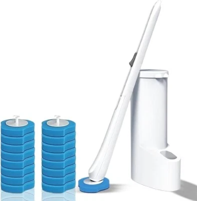 ORIONMART 16 pcs Disposable Toilet Brush and Holder Bathroom WC Set cleaning brush system