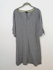 Talbots Women's Navy White Stripe Cotton Blend Shift Midi Dress Size Large