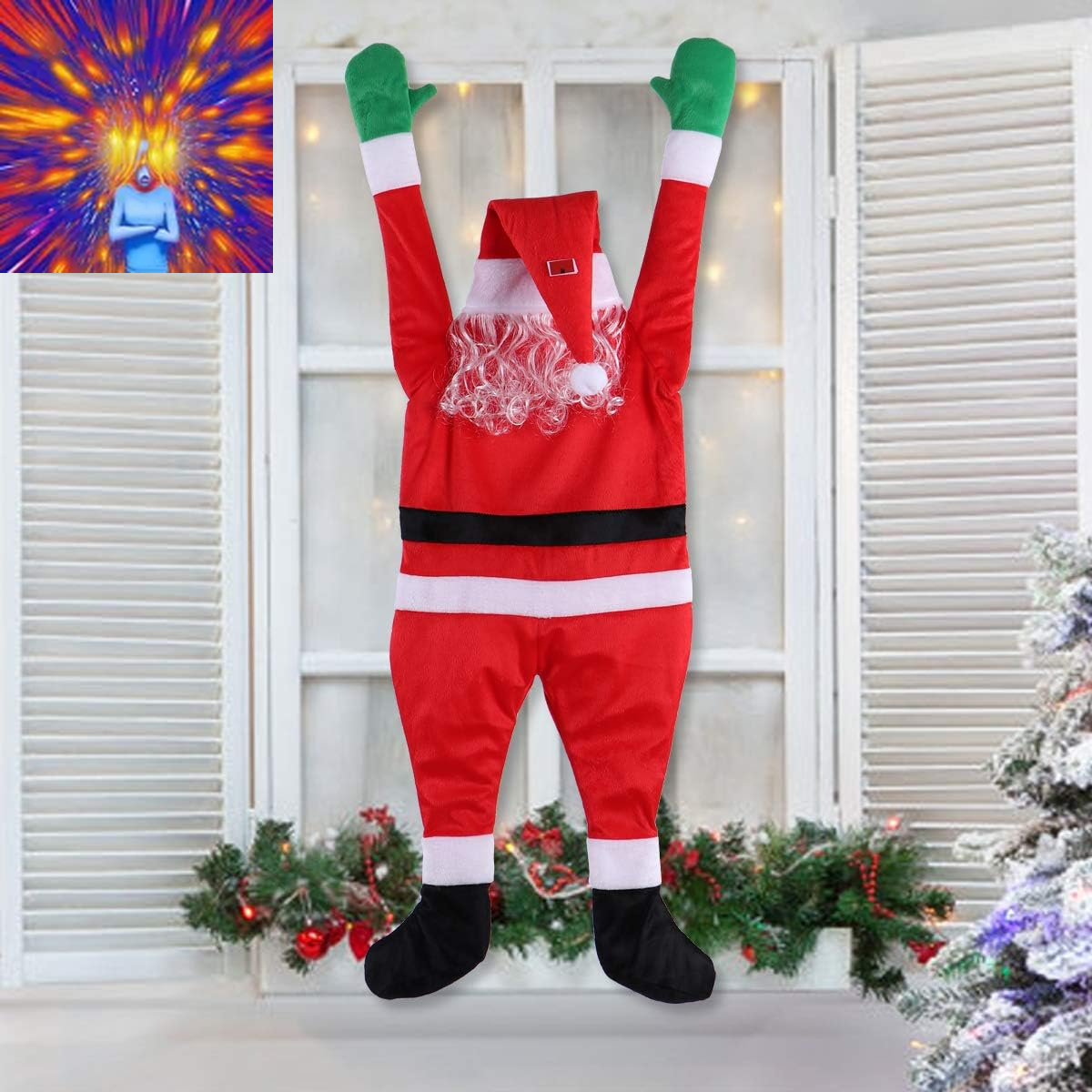 4.1 FT Hanging Santa Claus, Christmas Decorations, Christmas Ornaments for Roof,