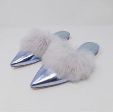 Frances Valentine Paloma Flats Mules With Fur Trim
