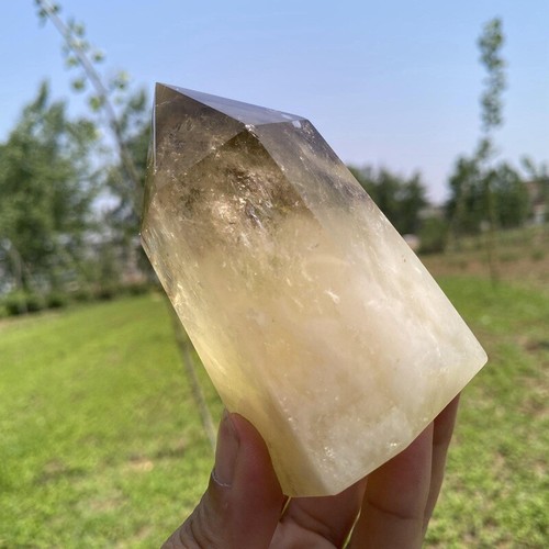 Varita de cristal de cuarzo obelisco de citrino natural de 0,4 kg decoración de cristal de Reiki - Imagen 3 de 12