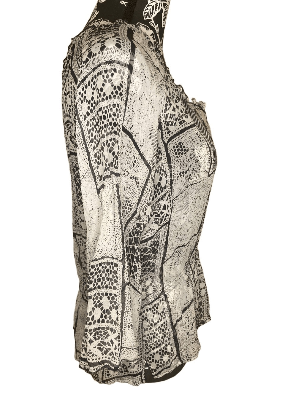 Python Snake Print Blouse Tie Closure Formal Bell… - image 6