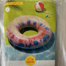 SUN SQUAD INFLATABLE Swim Tube Novelty Float pink blue splash