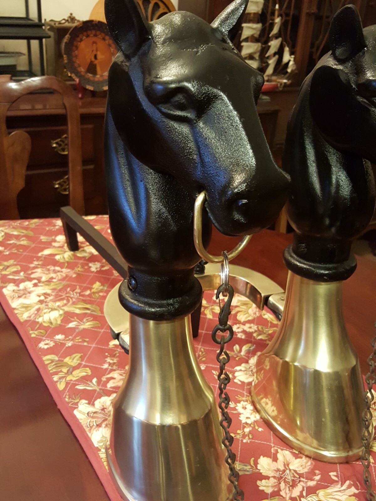 Sheffield Horse Head and Hoof Andirons Brass and Cast Iron eBay