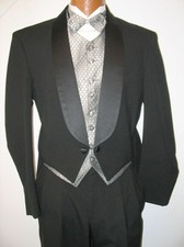 Boys Size 4 Black Tuxedo Tailcoat Costume Tails Jacket Victorian Halloween Tux