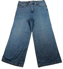 Ava  Viv Jeans Womens 17 Blue High Rise Wide Leg Cropped Stretch Denim Pants