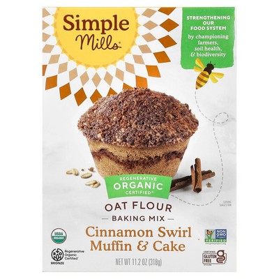 Organic Oat Flour, Muffin & Cake Mix, Cinnamon Swirl, 11.2 oz (318 g)