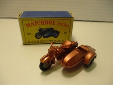 Vintage Lesney Matchbox #66 Harley Davidson Motorcycle with Sidecar - MINT w/Box
