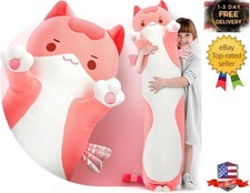 Long Cat Plush Body Pillow Cute Pink Cat Plushies Soft Stuffed Animal, Extr...