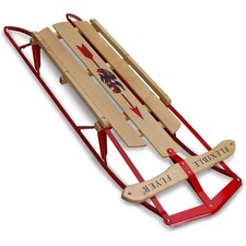Metal Runner Sled Steel  Wood Steering Snow Slider 1-person 48"