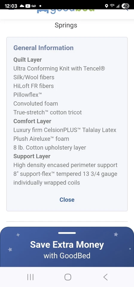 Матрас Aireloom размера Queen б/у, но никогда не использовался за 500 долл. США - Изображение 3 из 3