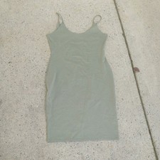 Popular 21 Sage Green Bodycon Mini Dress Size L Casual Cami Slip Clean Girl