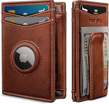 Airtag Wallet for Men- with Money Clip Gift Boxed, Magnetic Closure Slim Genuine