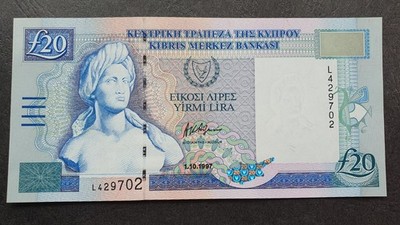 CYPRUS 20 pounds 1997, P-63a, UNC, perfect!