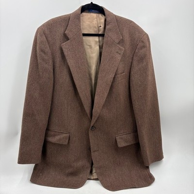 Vintage Polo University Club Ralph Lauren Brown Herringbone Wool Blazer 44R