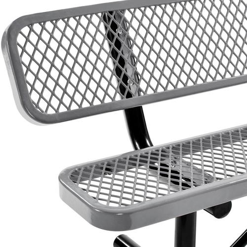 Global Industrial 72"L Expanded Metal Mesh Bench w/Back Rest Gray - Picture 4 of 8