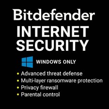 Bitdefender Internet Security - 5 PC 3 Year Protection Inc Daily VPN