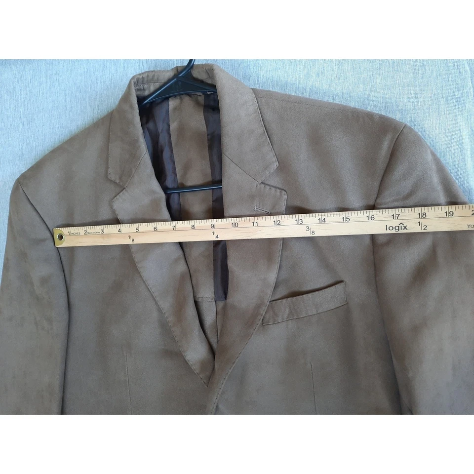 Blazer deportivo Ralph Lauren para hombre 44L línea de poliéster puro marrón oscuro gamuza 2 botones Foto 4 de 4