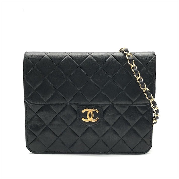 CHANEL Coco Mark Push Lock Lamb Leather Shoulder Bag in Excellent Condition