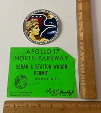 Original 1972 NASA JFKSC Apollo 17 North Parkway Vehicle Parking Permit / Decal